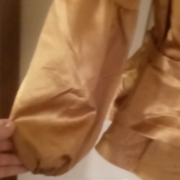 Ashley Stewart Gold Satin Wrap Blouse - Picture 5 of 5